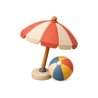 Strand als 3D-Reiseobjekt im Stil von Packliste