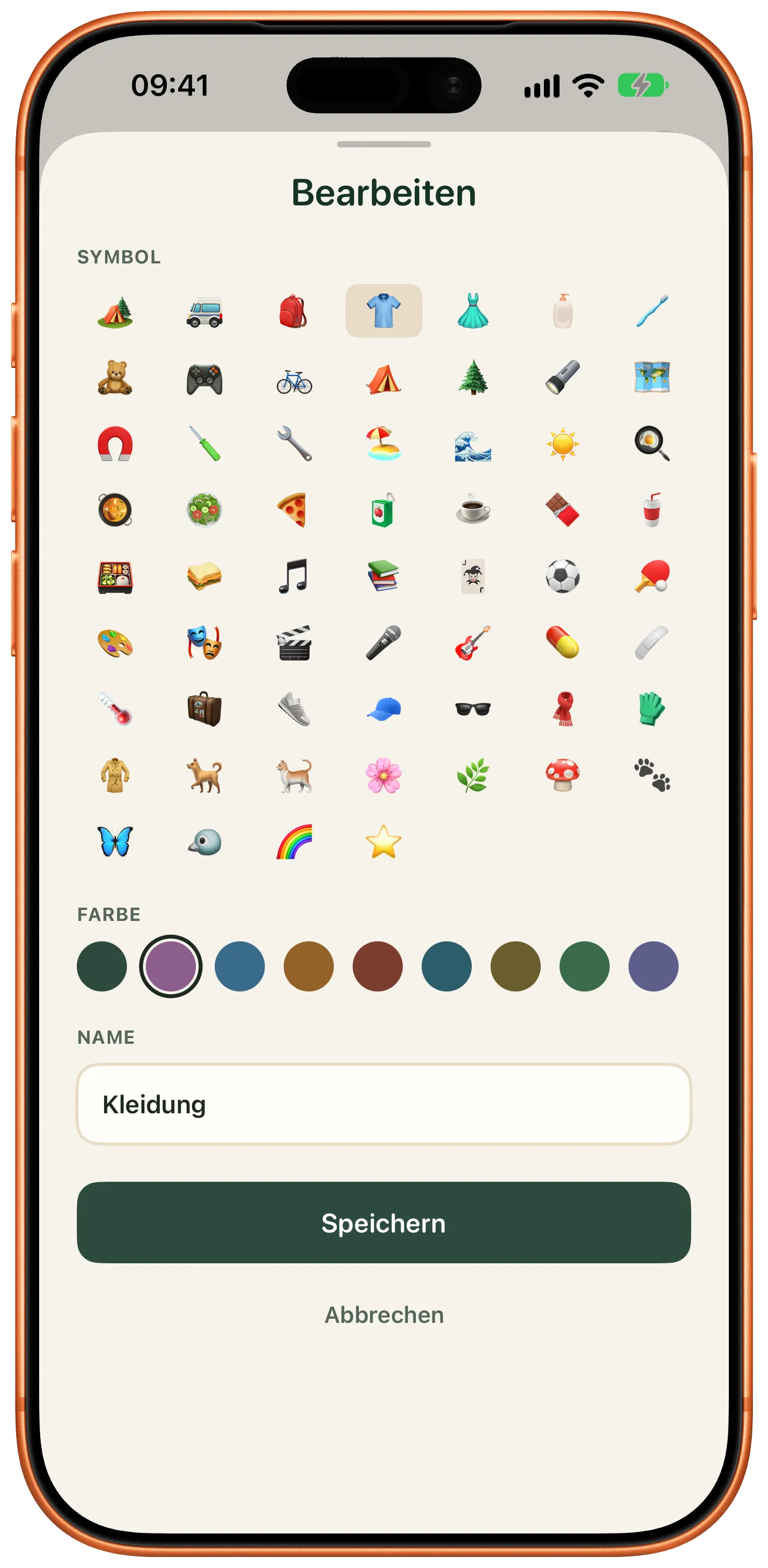 Eigene Kategorie in Packliste 4.0 bearbeiten