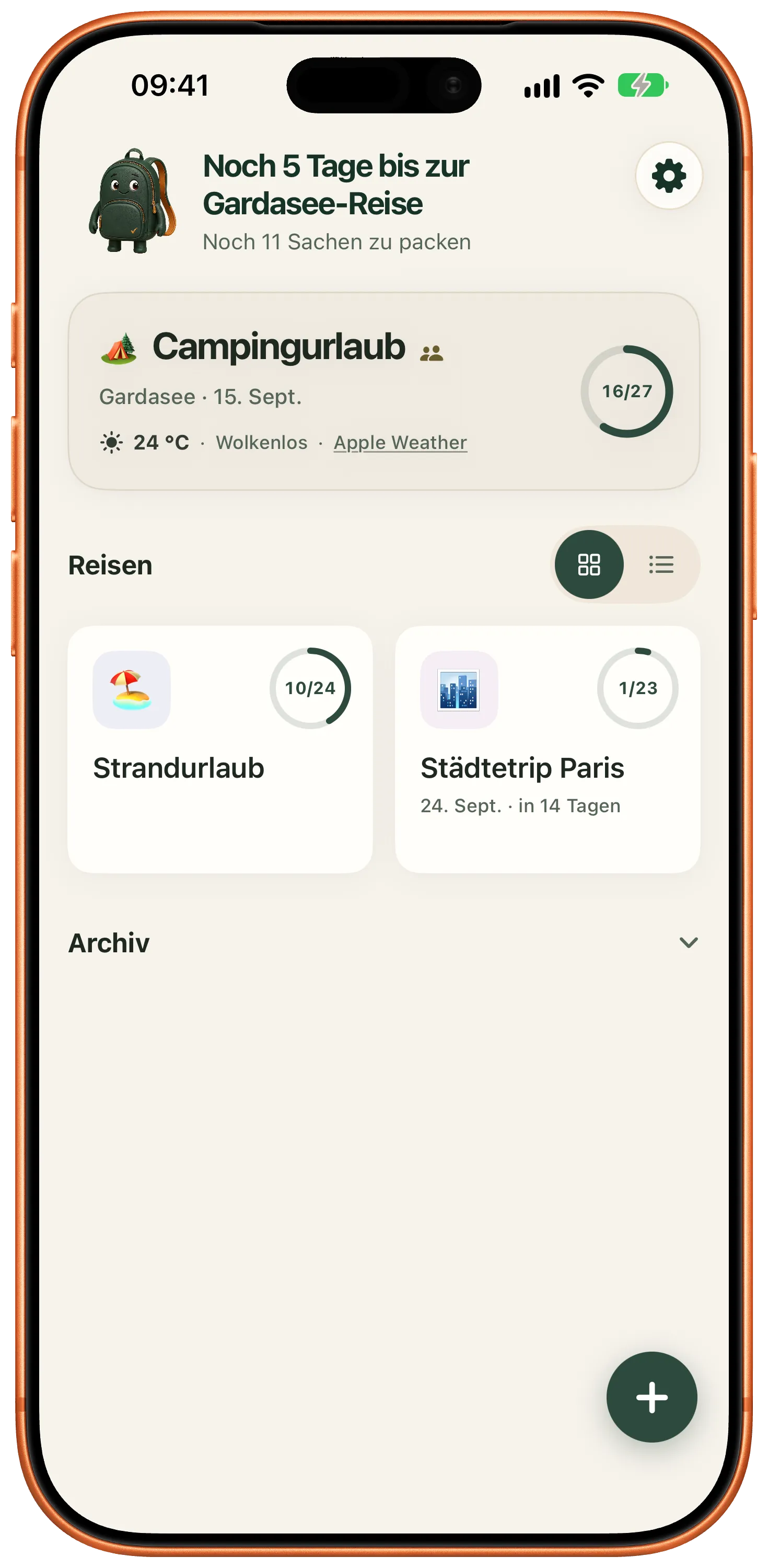 Übersicht mit Personen-Symbol an der geteilten Liste