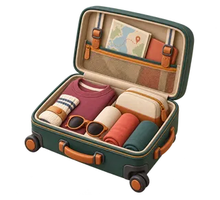 Familienurlaub als 3D-Reiseobjekt im Stil von Packliste