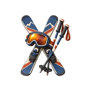 Ski als 3D-Reiseobjekt im Stil von Packliste