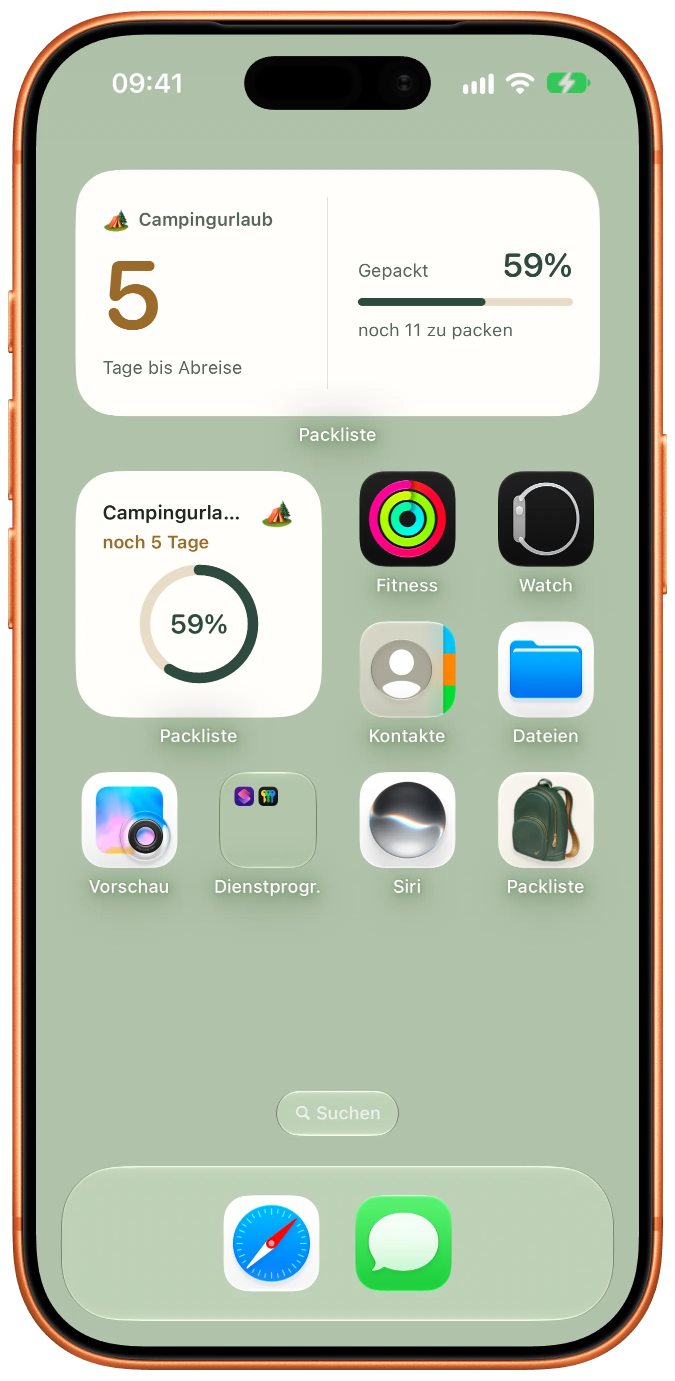 Fortschritts- und Countdown-Widget auf dem Home-Bildschirm